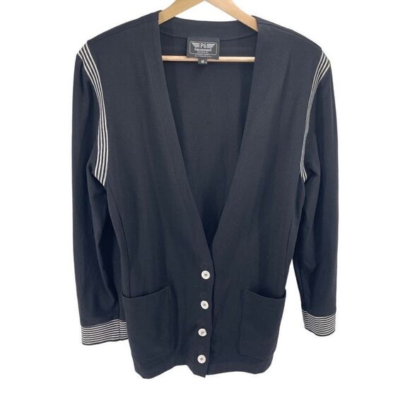 PG Collections by Ginger Bort vintage Cardigan Sweater Stretch Button Up Black 1 - Picture 5 of 12
